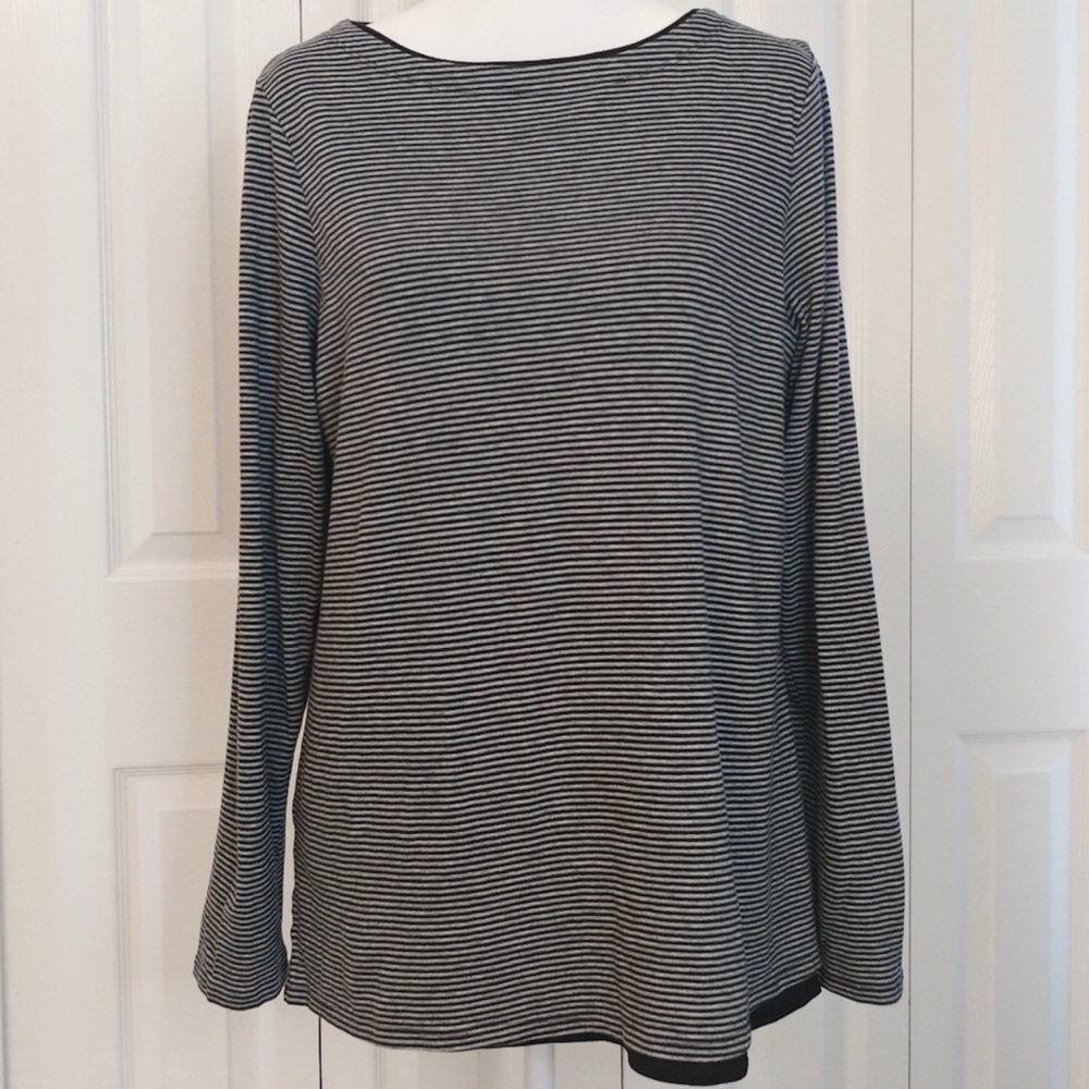 J.Jill Double Layer Boat Neck - Black & Grey